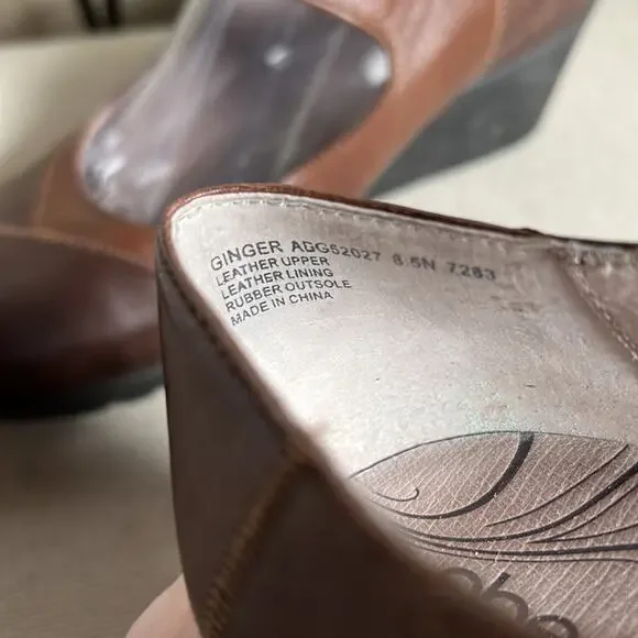 Abeo Ginger brown 2-tone leather Mary Jane wedge shoes academia 8.5 narrow - Picture 7 of 11